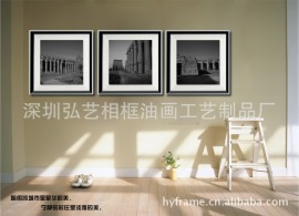 有框装饰画 黑白色欧美现代 三组合装饰画套画 简约复古壁画挂画