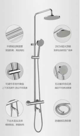 恒洁卫浴(Hegii)防烫智能恒温精铜主体花洒 升降手持喷头 空气能按摩花洒622E